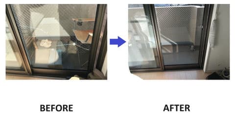 網入りペアガラス交換の施工事例(工事前・工事後)