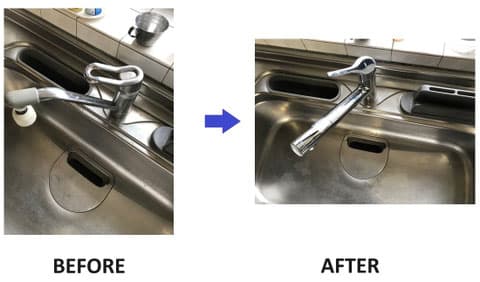 浄水器付キッチン水栓交換の施工事例(工事前・工事後)