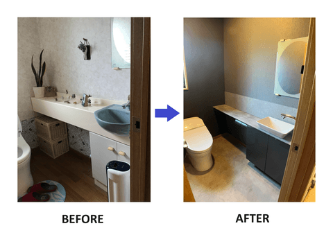 カウンター式手洗い器交換の施工事例(工事前・工事後)