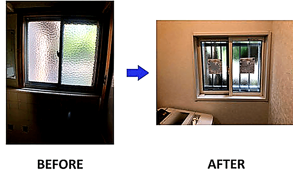 洗面所サッシ交換の施工事例(工事前・工事後)